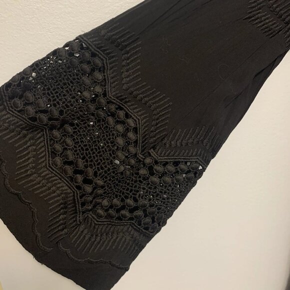 NWOT La Blanca Black Crochet V-Neck Bell Sleeve Swim Cover-Up Tunic XL - Picture 11 of 13